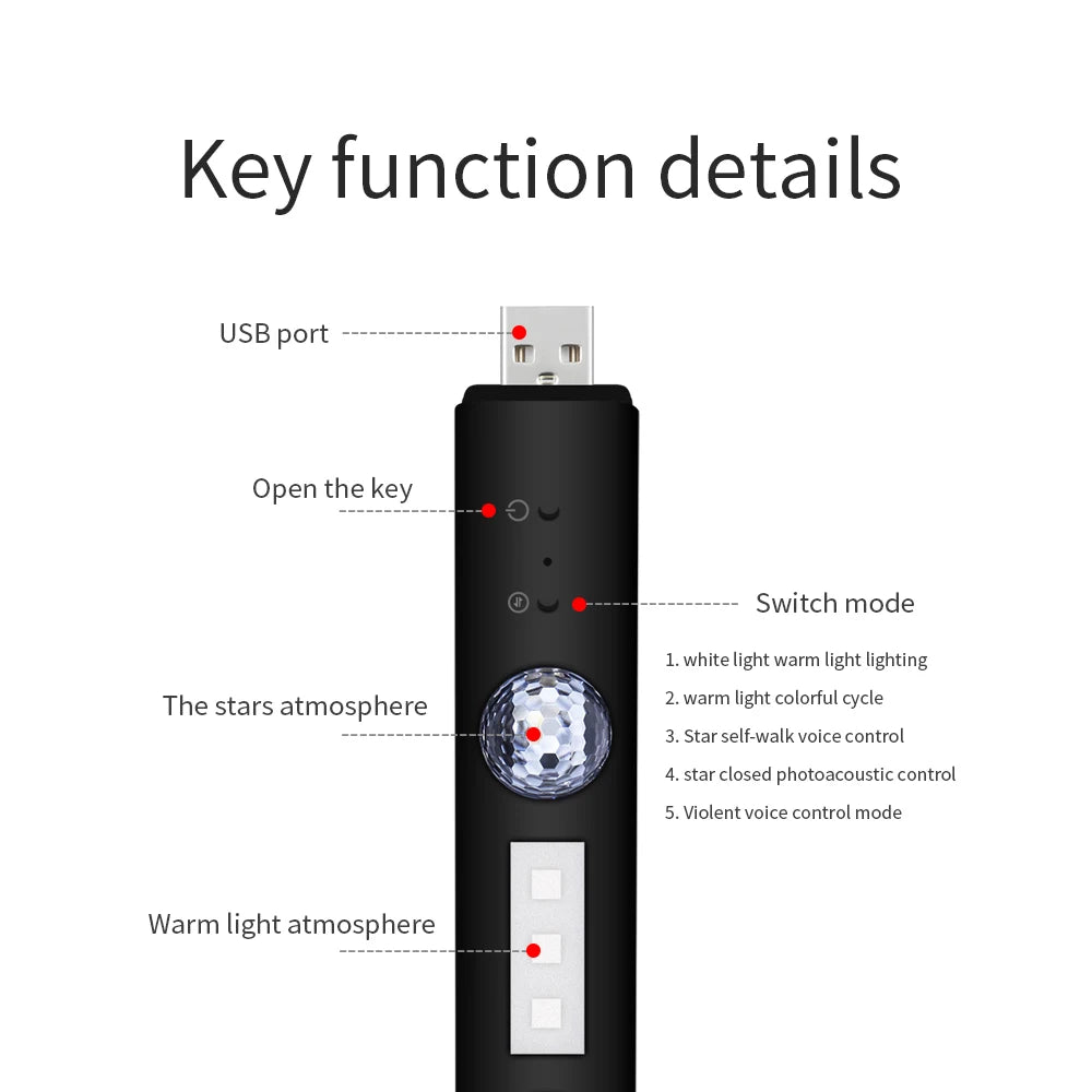 RGB Car Star Projector | Voice-Controlled LED Mood Light